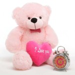 2 feet big pink teddy bear with pink I Love You Heart
